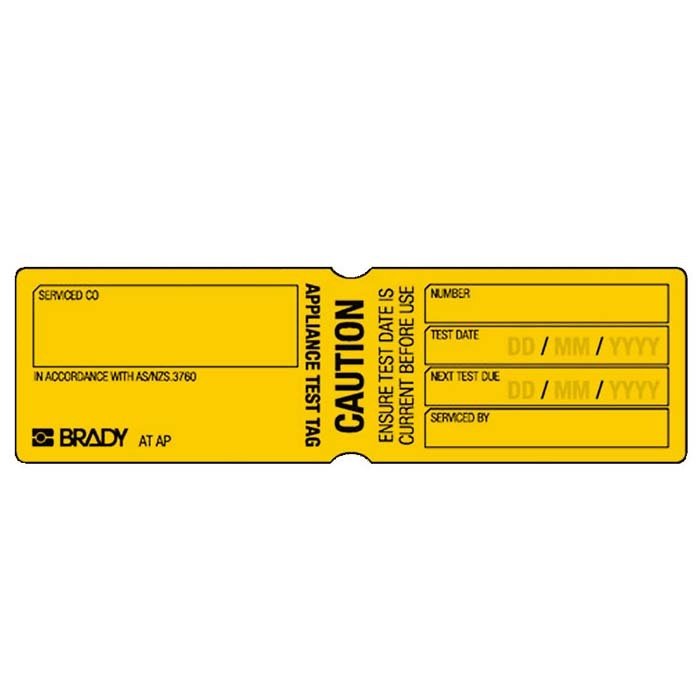 Brady Appliance Test Tag Caution - AIMS Industrial Supplies