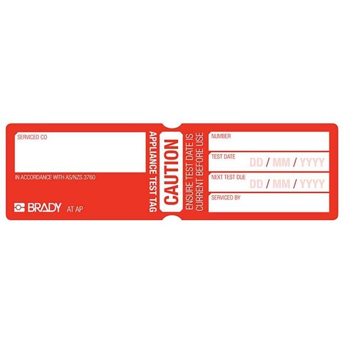 Brady Appliance Test Tag Caution - AIMS Industrial Supplies
