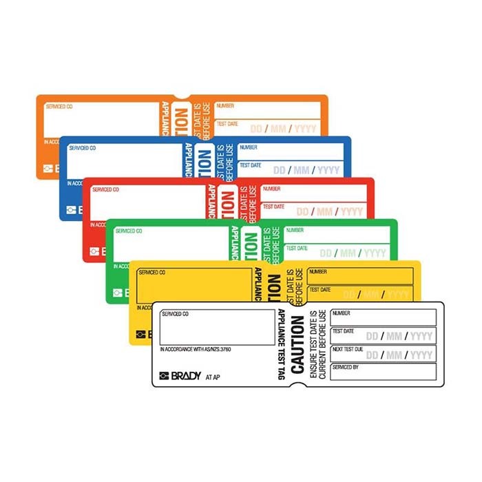 Brady Appliance Test Tag - Caution Assorted Colour, 100/Pack