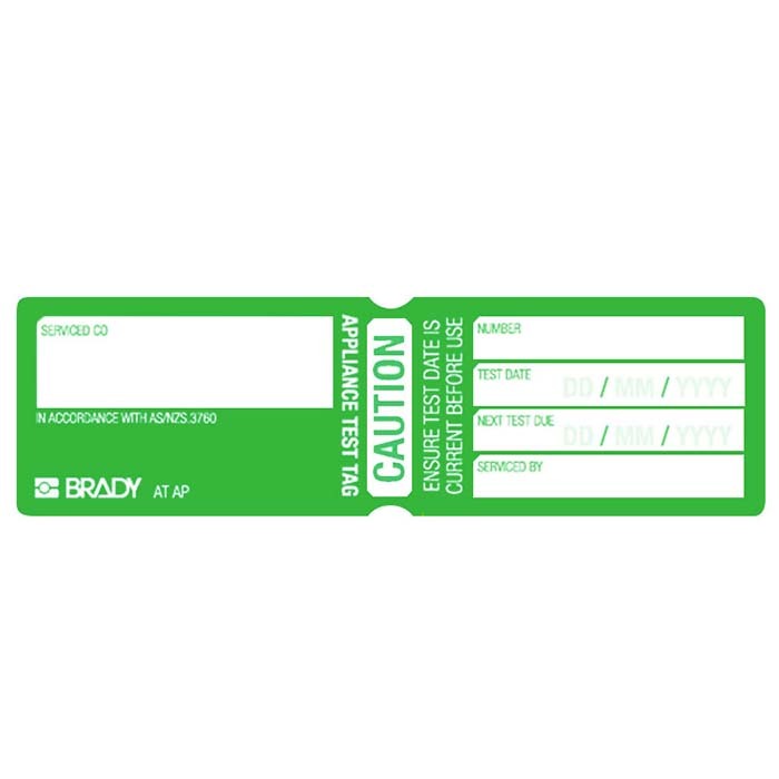 Brady Appliance Test Tag - Caution Green, 100/Pack