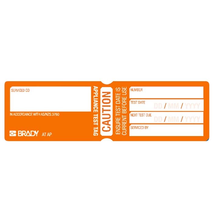 Brady Appliance Test Tag - Caution Orange, 100/Pack
