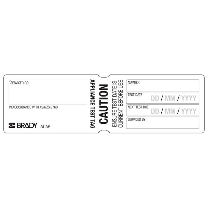 Brady Appliance Test Tag - Caution White, 100/Pack