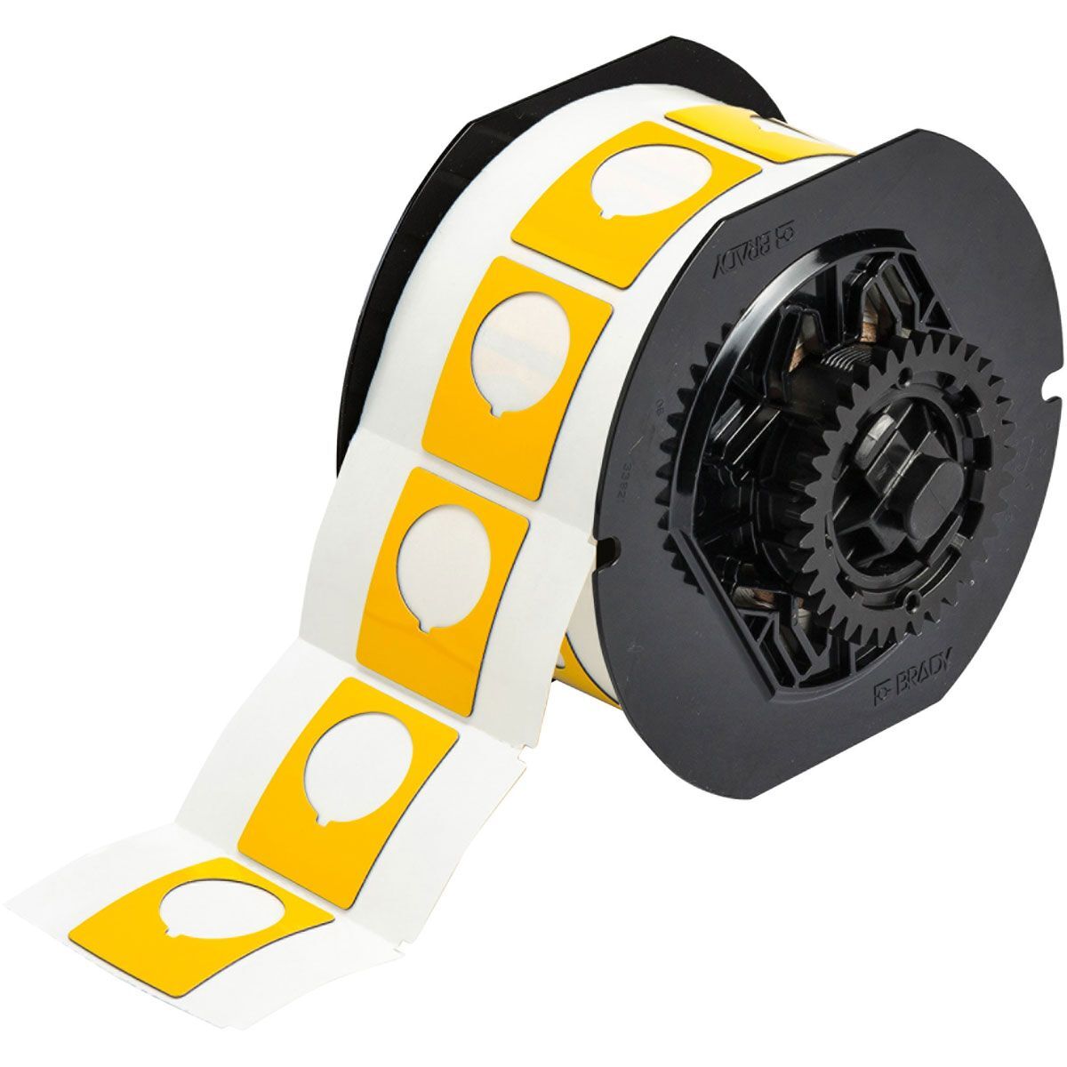 Brady B30EP-167-593-YLB30 Raised Profile Push Button Label 38.1 x 30.48mm W/ Keyed Hole Yellow