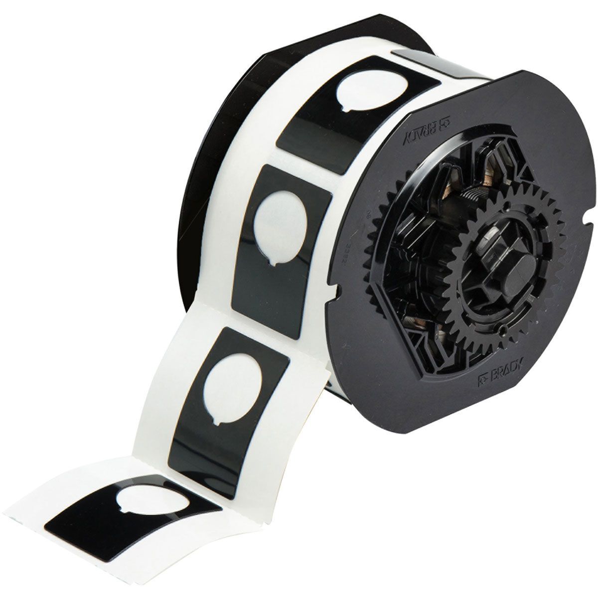 Brady B30EP-168-593-BKB30 Raised Profile Push Button Label 30.48 x 48.26mm W/ Keyed Hole Black