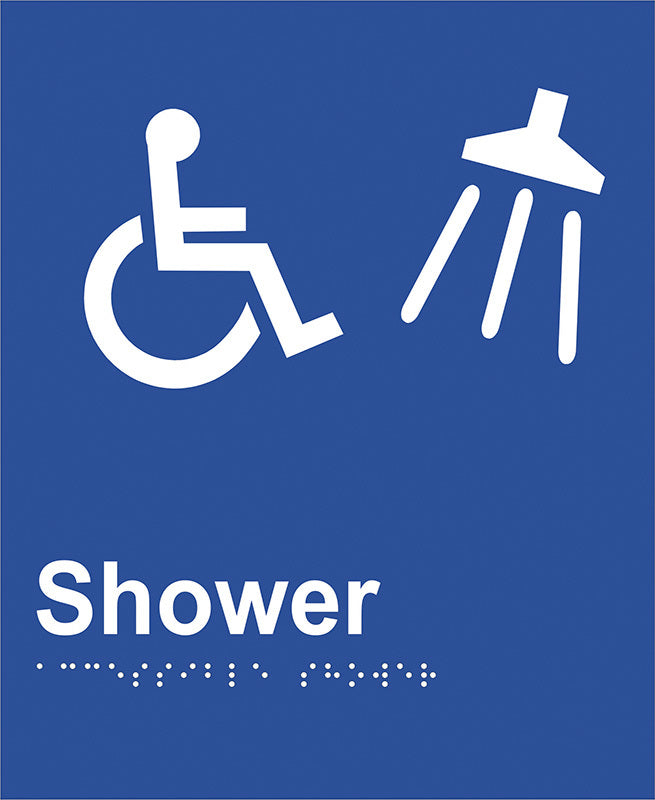 Brady Braille Sign - Access Shower 220 x 180mm ABS Plastic