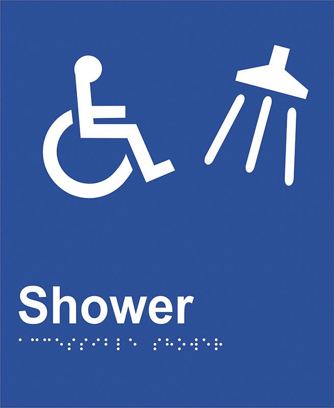 Brady Braille Sign - Access Shower - AIMS Industrial Supplies