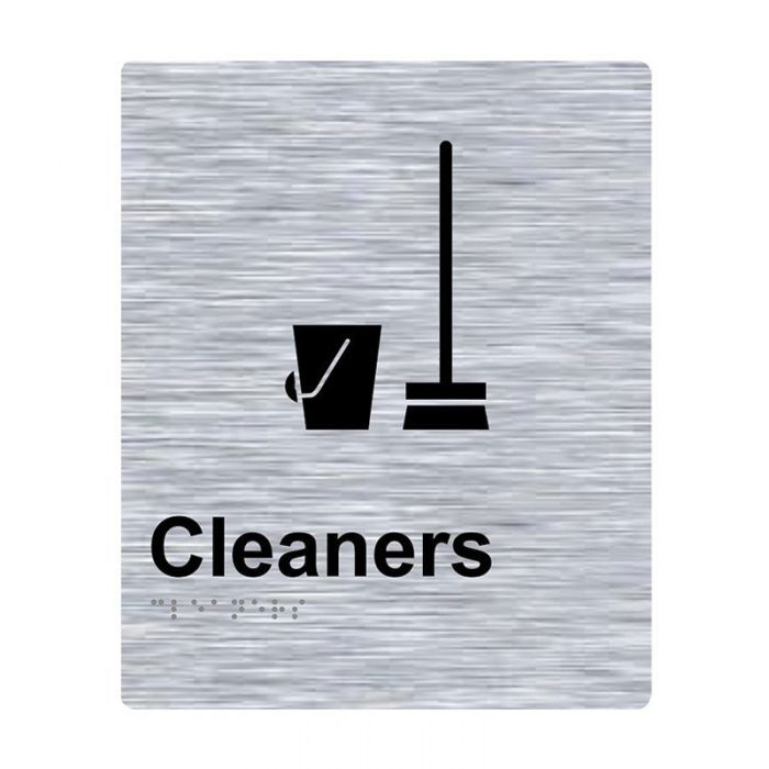 Brady Braille Sign - Cleaners 220 x 180mm Stainless Steel