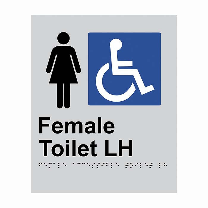 Brady Braille Sign - Female Access Toilet LH 220 x 180mm Aluminium