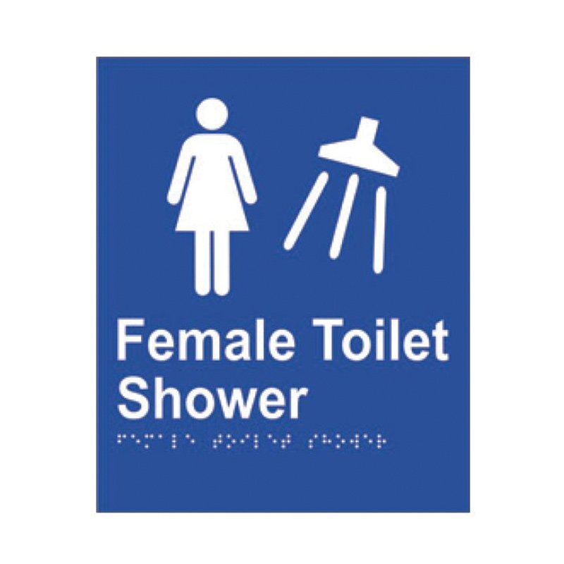 Brady Braille Sign - Female Toilet Shower 220 x 180mm Aluminium
