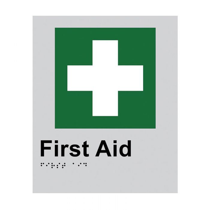 Brady Braille Sign - First Aid 220 x 180mm Aluminium
