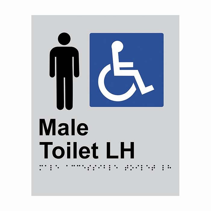 Brady Braille Sign - Male Access Toilet LH 220 x 180mm Stainless Steel