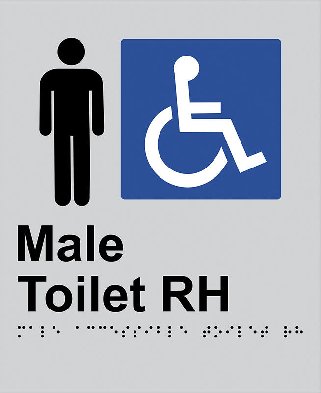 Brady Braille Sign - Male Access Toilet RH 220 x 180mm Aluminium