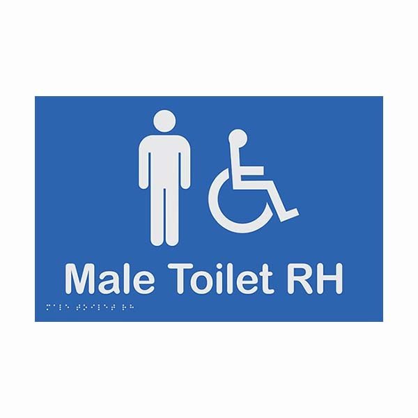 Brady Braille Sign - Male Access Toilet RH - AIMS Industrial Supplies