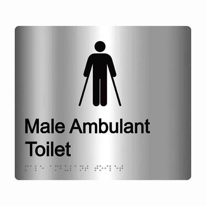Brady Braille Sign - Male Ambulant Toilet 220 x 180mm Aluminium
