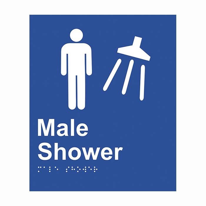 Brady Braille Sign - Male Shower - AIMS Industrial Supplies