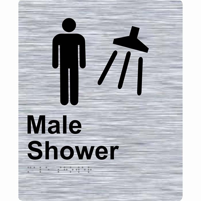 Brady Braille Sign - Male Shower - AIMS Industrial Supplies