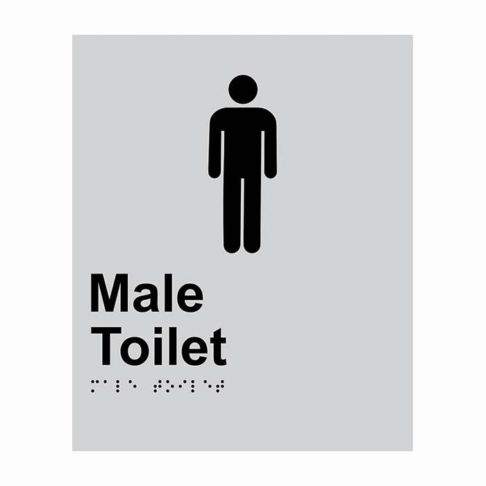 Brady Braille Sign - Male Toilet 220 x 180mm Aluminium