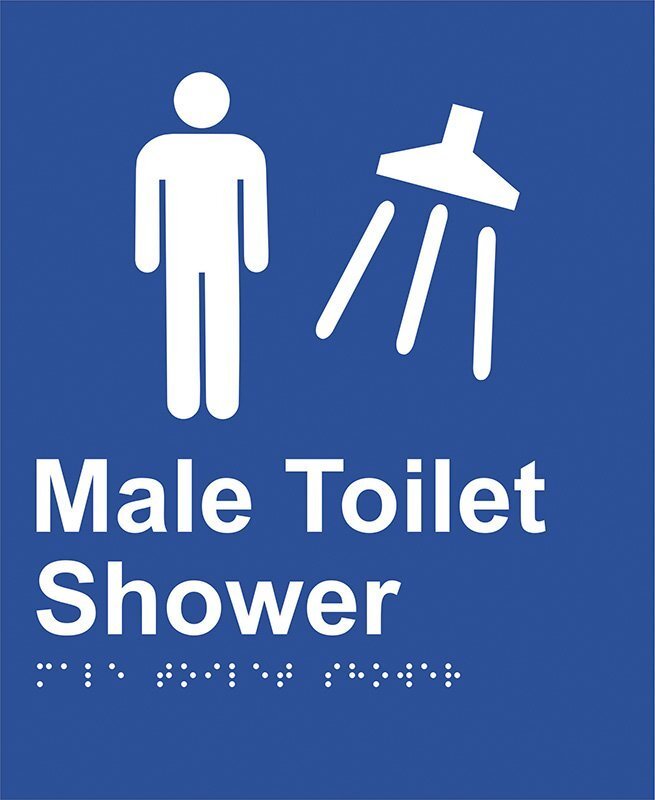 Brady Braille Sign - Male Toilet Shower - AIMS Industrial Supplies