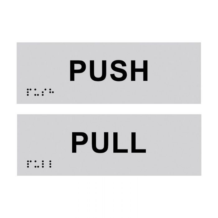 Brady Braille Sign - Push Pull (Horizontal) 60 x 180mm Aluminium