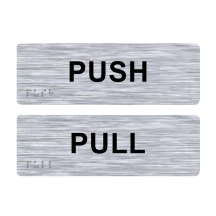 Brady Braille Sign - Push Pull (Horizontal) 60 x 180mm Stainless Steel