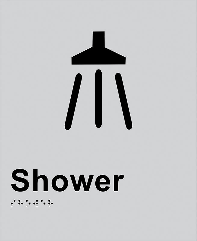 Brady Braille Sign - Shower 220 x 180mm Aluminium