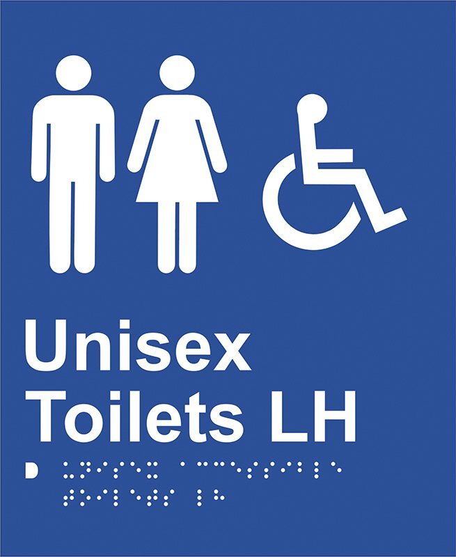 Brady Braille Sign - Unisex Access Toilet LH 220 x 180mm ABS Plastic