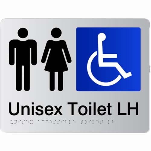 Brady Braille Sign - Unisex Access Toilet LH 220 x 180mm Aluminium