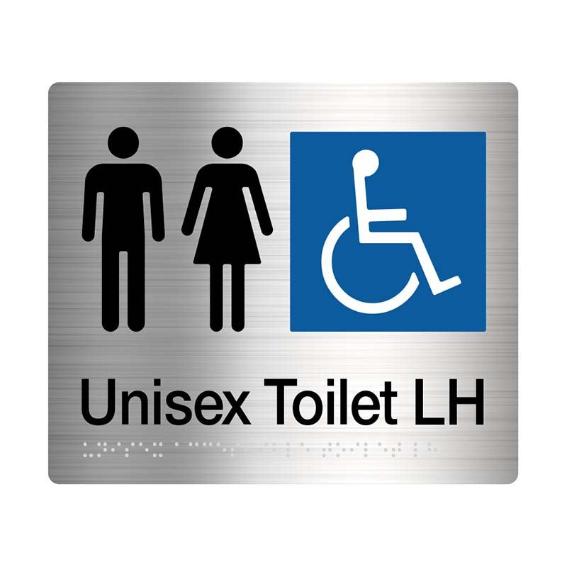 Brady Braille Sign - Unisex Access Toilet LH 220 x 180mm Stainless Steel
