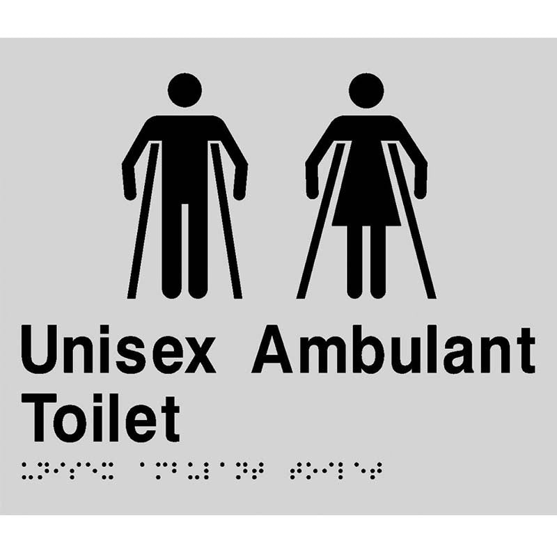 Brady Braille Sign - Unisex Ambulant Toilet 220 x 180mm Aluminium