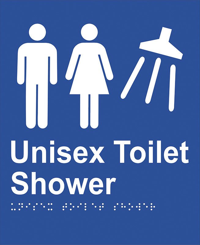 Brady Braille Sign - Unisex Shower - AIMS Industrial Supplies