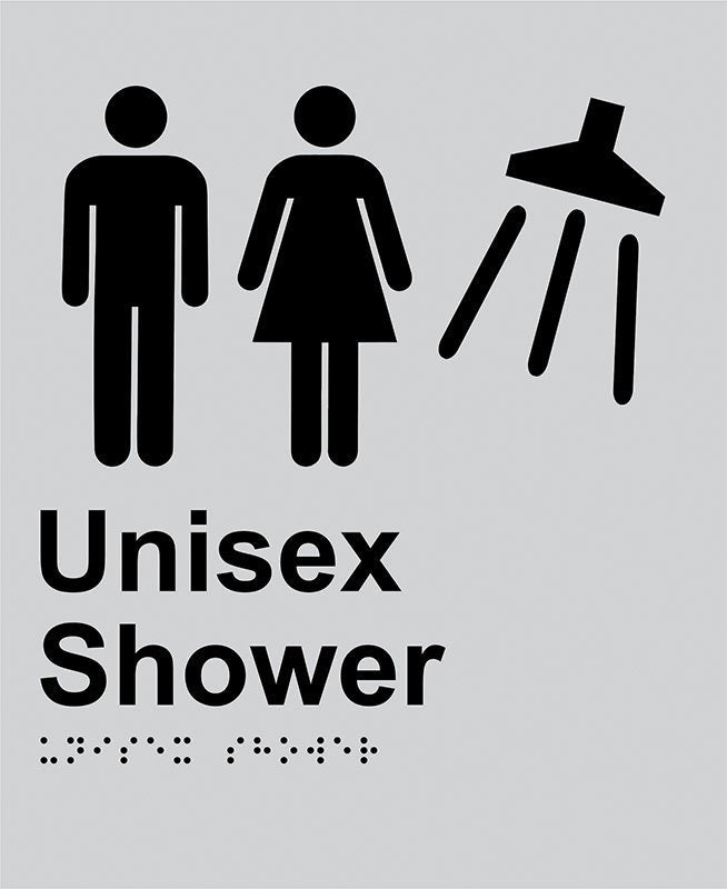 Brady Braille Sign - Unisex Shower - AIMS Industrial Supplies