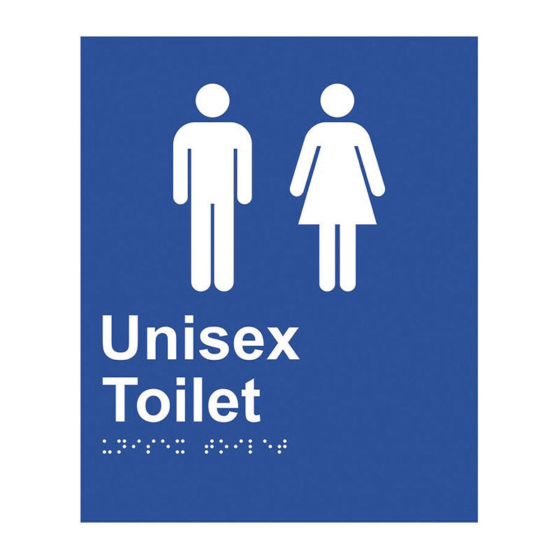 Brady Braille Sign - Unisex Toilet 220 x 180mm ABS Plastic