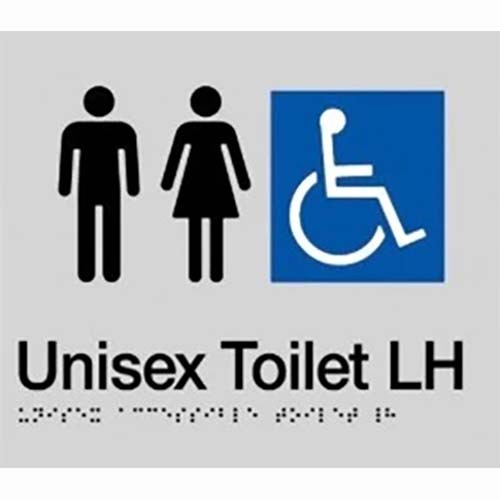 Brady Braille Sign - Unisex Toilet LH 220 x 180mm Aluminium