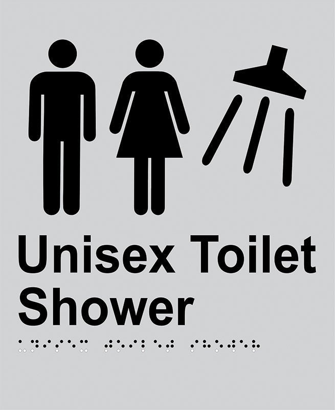 Brady Braille Sign - Unisex Toilet Shower - AIMS Industrial Supplies