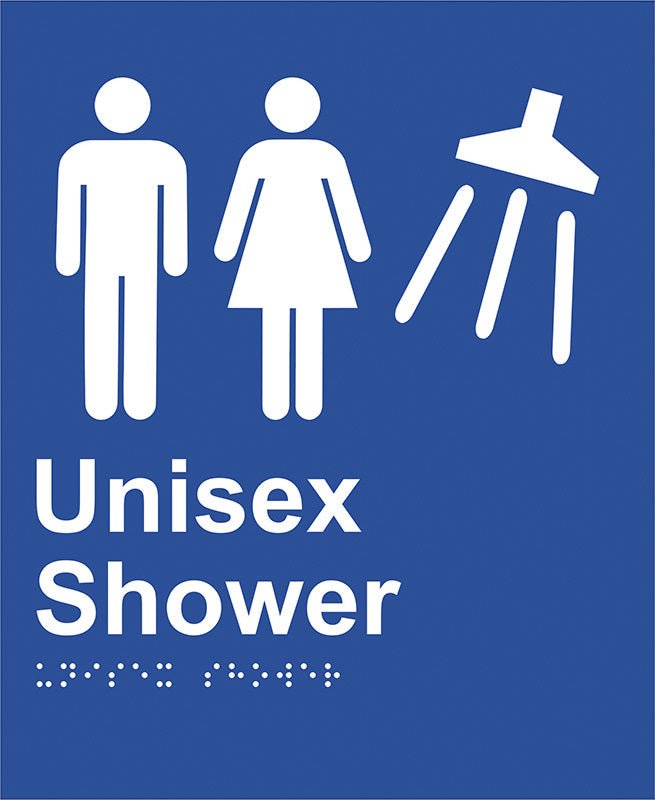 Brady Braille Sign - Unisex Toilet Shower - AIMS Industrial Supplies