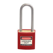 Brady Brass Safety Isolation Padlock 50mm Shackle Keyed Differently Red1