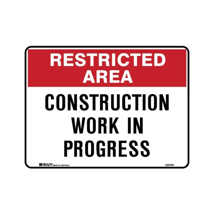 Brady Construction Work In Progress 180 x 250mm Self-Adhesive Vinyl