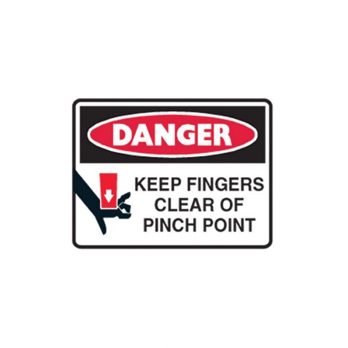 Brady Danger Keep Fingers Clear Of Pinch Point, 90 x 125mm Self Adhesive Vinyl - 5/Pack1