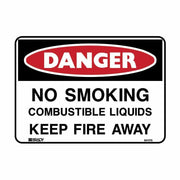 Brady Danger - No Smoking Combustible Liquids Keep Fire Away 250 x 180mm Sticker