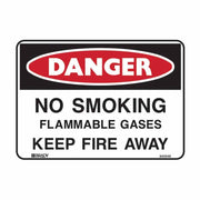 Brady Danger - No Smoking Flammable Gases Keep Fire Away 250 x 180mm Sticker
