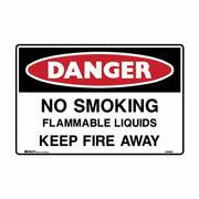 Brady Danger - No Smoking Flammable Liquids Keep Fire Away 250 x 180mm Sticker
