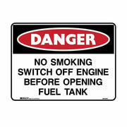 Brady Danger - No Smoking Switch Off Engine Before Opening Fuel Tank 250 x 180mm Sticker