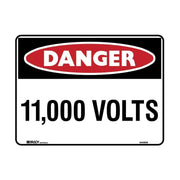 Brady Danger Sign - 11,000 Volts 450 x 300mm Metal (Colorbond Steel)