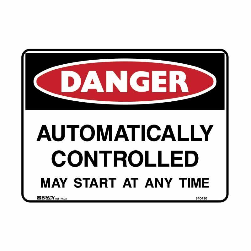 Brady Danger Sign - Automatically Controlled May Start.. 300 x 225mm Metal