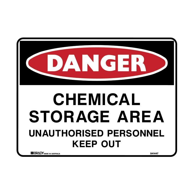 Brady Danger Sign - Chemical Storage Area 600 x 450mm Polypropylene