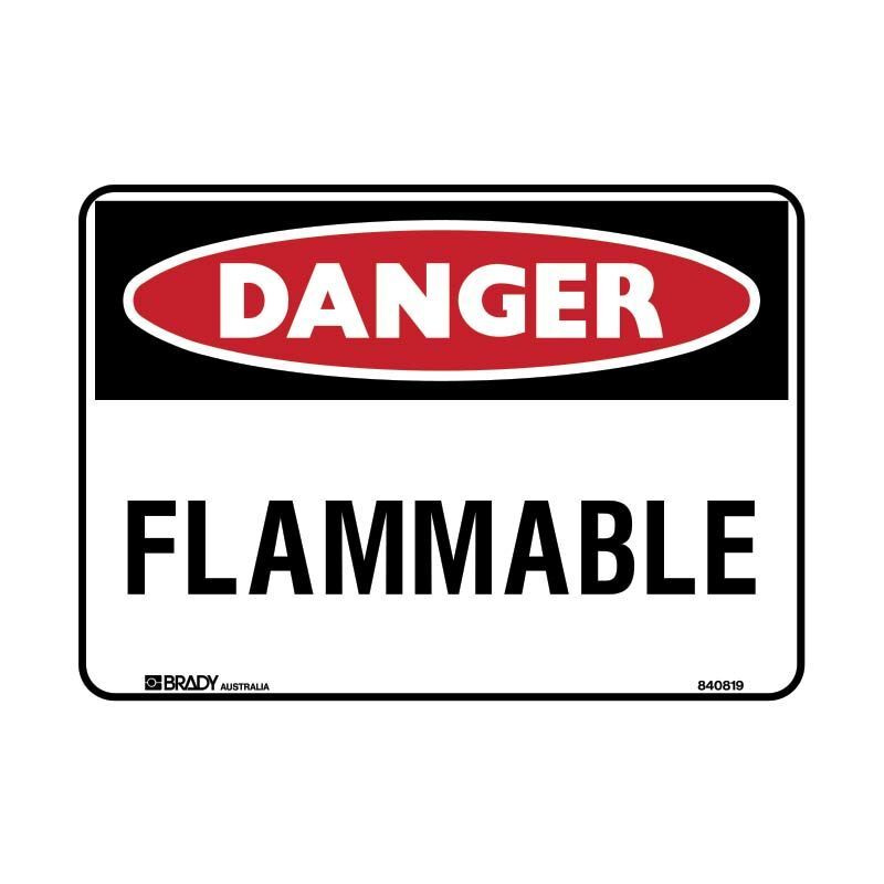 Brady Danger Sign - Flammable 300 x 225mm Metal (Colorbond Steel)