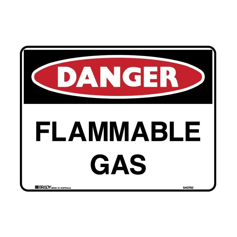 Brady Danger Sign - Flammable Gas 300 x 225mm Metal (Colorbond Steel)