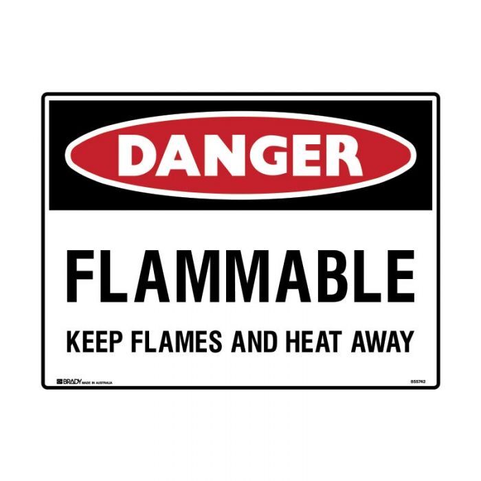 Brady Danger Sign - Flammable Keep Flames And Heat Away - AIMS Industrial Supplies