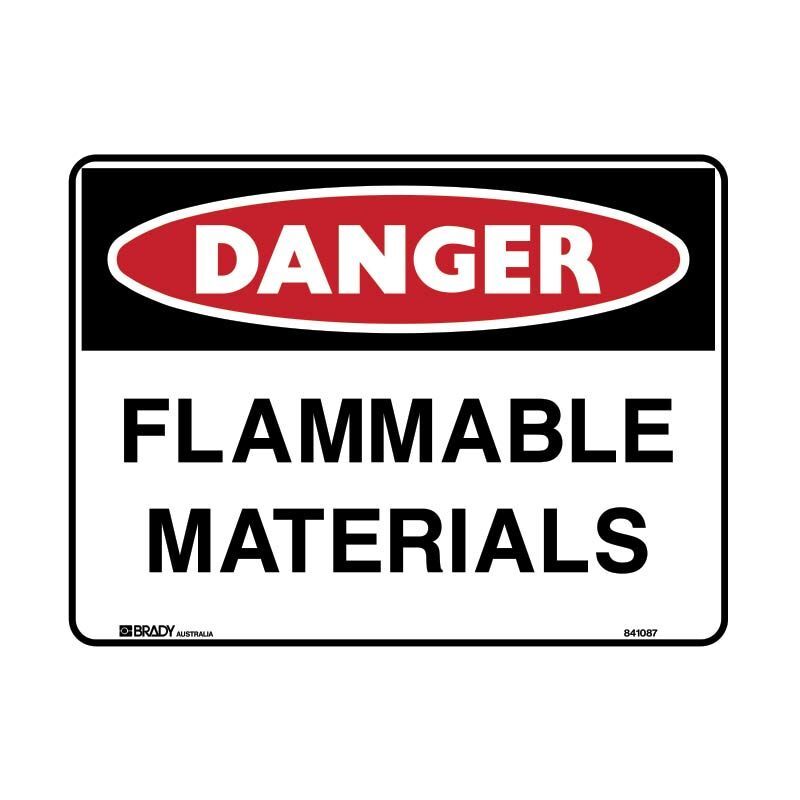 Brady Danger Sign - Flammable Materials 450 x 300mm Metal