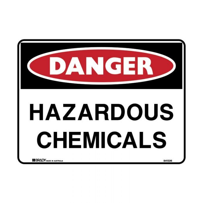 Brady Danger Sign - Hazardous Chemicals 300 x 225mm Metal (Colorbond Steel)